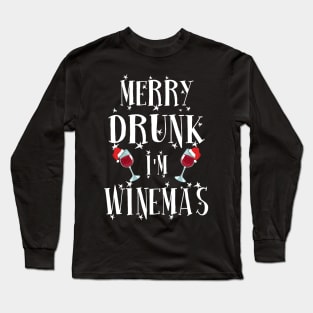 Merry Winemas. Funny Christmas Gift For Wine Lovers. Long Sleeve T-Shirt